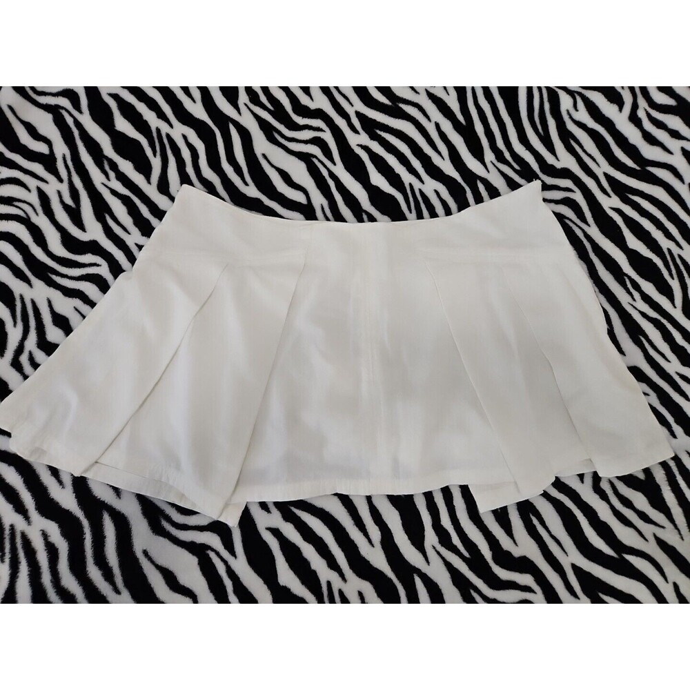 Free People Denim Pleated Micro Mini Skort Sz 6 White Nwt Retro Y2k